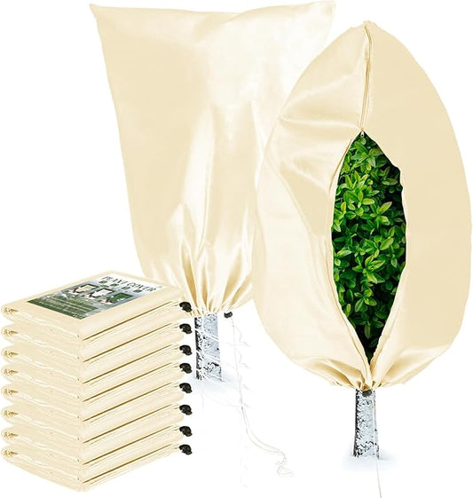 Homimp Frost Protection for Plants,Plant Covers Warm Plant Protection Cover Bags for Winter Frost Cold Weather Shrubs & Trees Jacket Covers (Yellow, 31.5" W x 47.3" H(8 PCS))