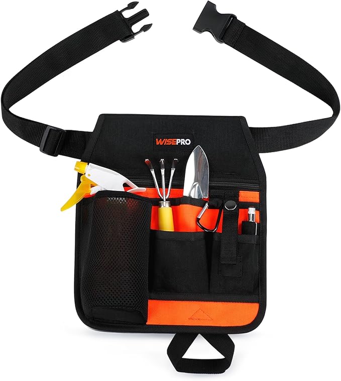 Garden Tool Belt, 6 Pocket Gardening Tool Waist Pouch with Adjustable Waist Strap, Gardening Belt Apron for Men Women