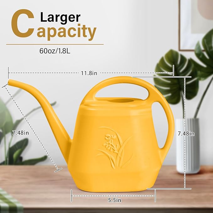 Plastic Watering Can - for Indoor and Outdoor Plant - 1/2 Gallon - Orange