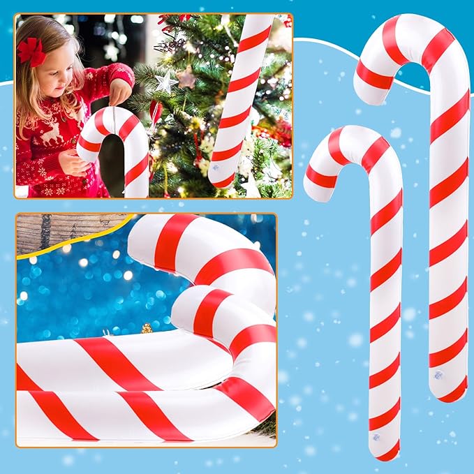 8 Pcs 47 Inch 35 Inch Christmas Inflatable Candy Canes Large Blow Up Candy Canes Balloons for Outdoor Christmas Holiday Party Decorations (Color Style 1)