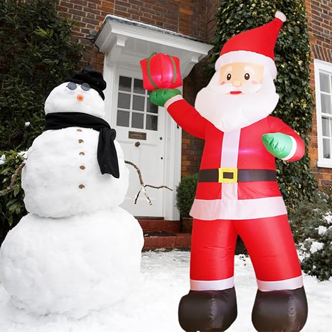 Christmas Inflatable Santa Claus 8 FT, Giant Christmas Inflatables Outdoor Decoration Blow Up, Build-in LED Lighted Santa with Gift Box Indoor Outdoor Home Garden Yard Xmas Holiday Decor