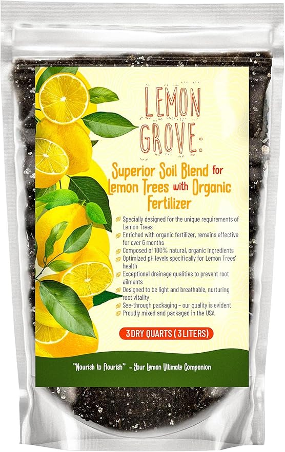 Organic Lemon Tree Soil – Citrus Potting Mix with Organic Fertilizer – Ideal for Potted Lemon Trees, Meyer Lemons & Citrus Plants – Chunky, Indoor & Outdoor (4 QUARTS)