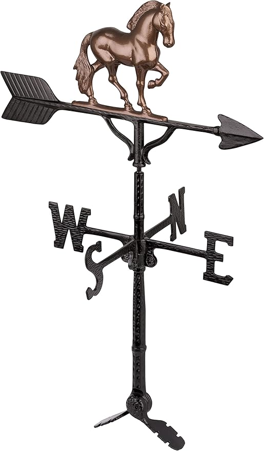 Montague Metal Products - 32'' Aluminum 3D Horse Weathervane 200 Series - Wind Vane with Ornament - Roof Metal Decor - Mount Included (4 to Choose from) - Hand Cast Aluminum (Oil Rubbed Black)