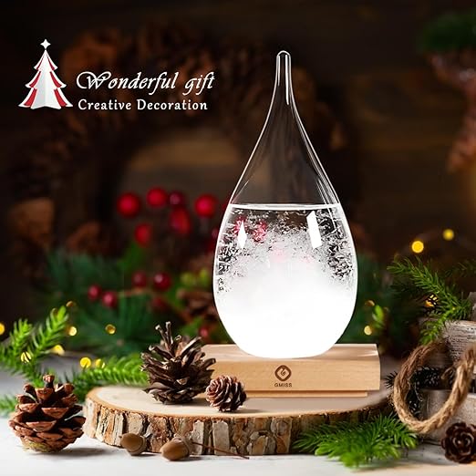 Storm Glass Weather Predictor,Christmas Snow Globe Storm Glass Barometer Weather Predictor, Home and Office Decorative Glass Bottles, Christmas Unique Gifts for Her