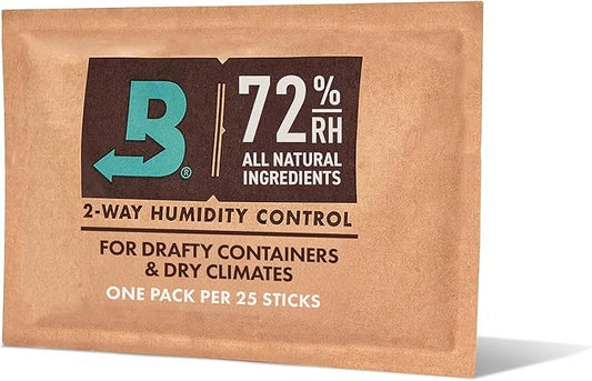 Boveda 72% Two-Way Humidity Control Pack for Storing Up to 25 Items – Single – for Wood Containers – Moisture Absorber – Humidifier Pack – Individually Wrapped Hydration Packet