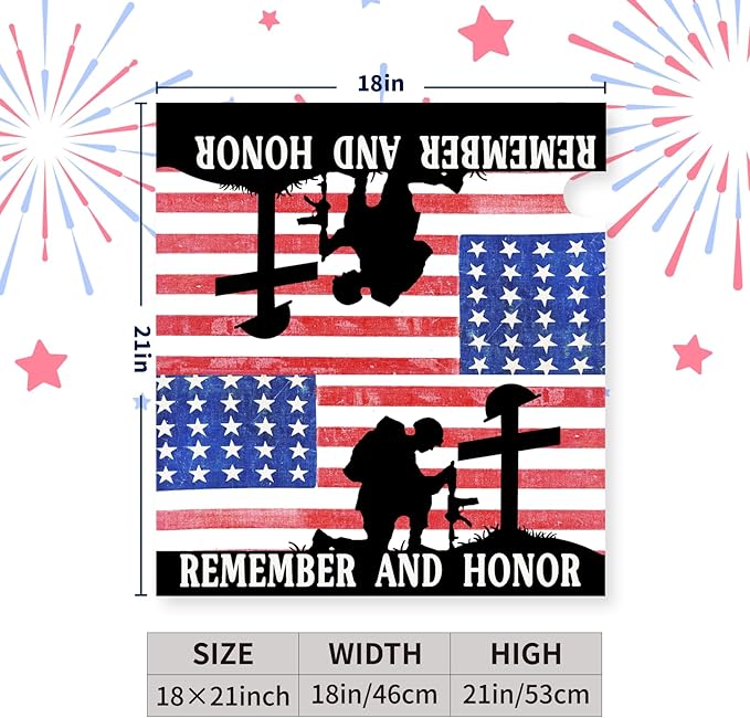 Memorial Day Mailbox Cover Patriotic American Stripes Stars Freedom Flag Magnetic Mailbox Wraps Remember and Honor Post Letter Box Cover Standard Size Outdoor Garden Yard Decoration
