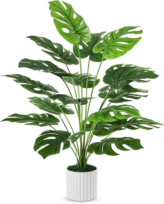 Guheake 28" Fake Plants Large, Artificial Monstera Faux Plants Indoor Tall for Floor Home Office Farmhouse Bedroom Decor