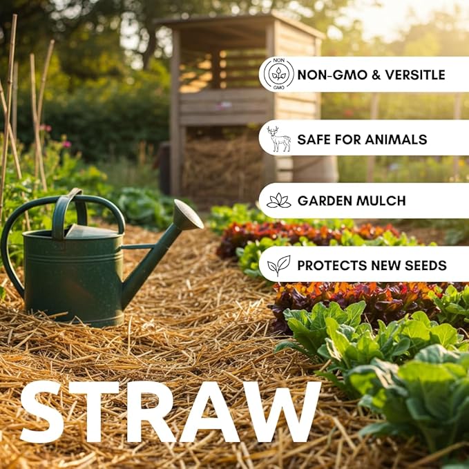 4 Pounds Natural Wheat Straw for Animal Bedding, Garden Mulch, Compost & Fertilizer, and Grass Cover