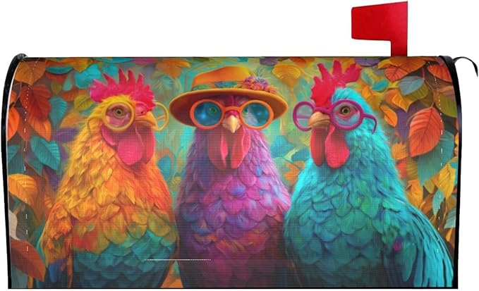 Country Farm Chicken Mailbox Covers Magnetic Letterbox Covers 21x18 Inch for Garden Outdoor Decoration
