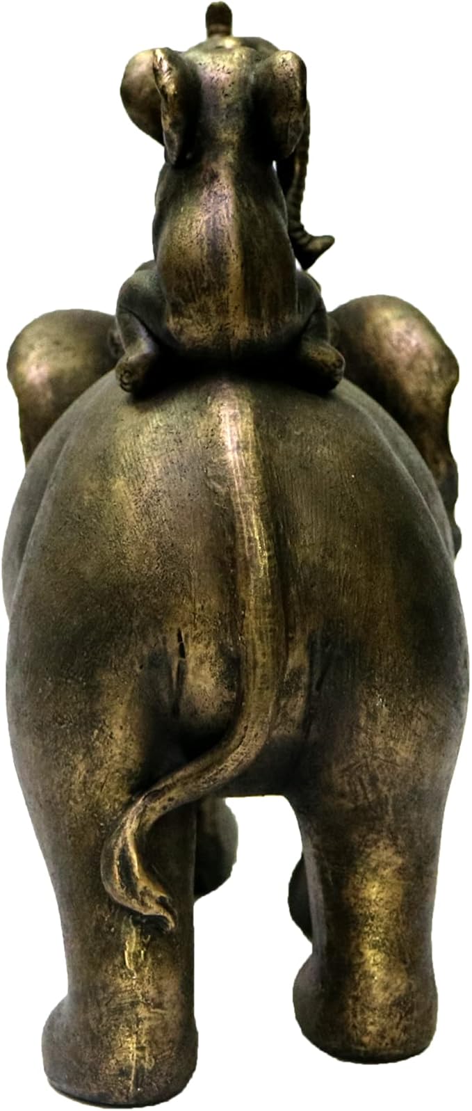 Nature's Mark 8" H 3 Baby Elephants Riding an Elephant Resin Statue Figurine Home Decorative Accent Decor (Bronze)