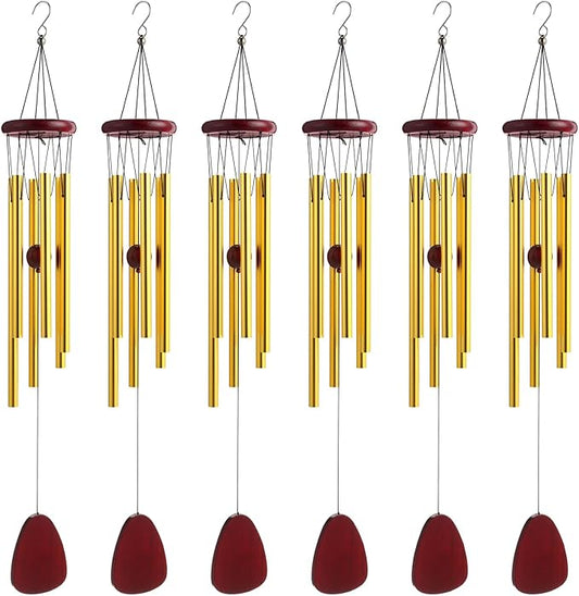 6 Pcs 28 Inch Rustic Wind Chimes for Outside Deep Tone Windchimes Outdoor with 6 Aluminum Tubes Soothing Melody for Farmhouse Garden Patio Home Decor