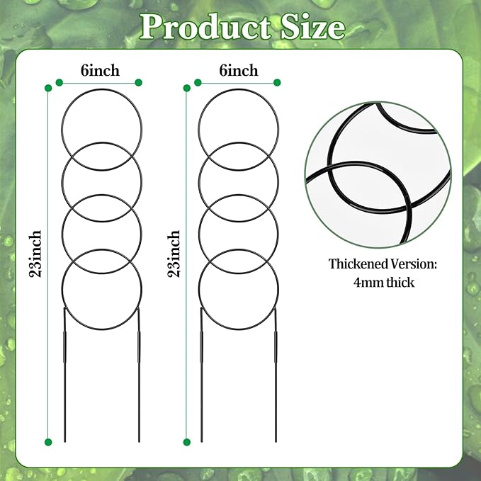 23Inch Outdoor Plant Trellis for Climbing Plants, Metal Garden Trellis for Potted Plants,Plant Stakes for Indoor Plants Accessories Hoya,Flower,Plant Support,Plant Gifts (23Inch-Circular)