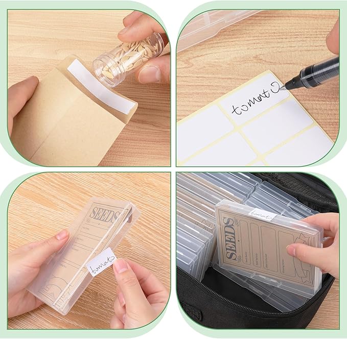 27 Slots Seed Storage Organizer Box, Garden Seed Packet Organize with 90 Pcs Seed Envelopes & Label Stickers, Gardening Seed Keeper Set for Flower Vegetable Plants Garden