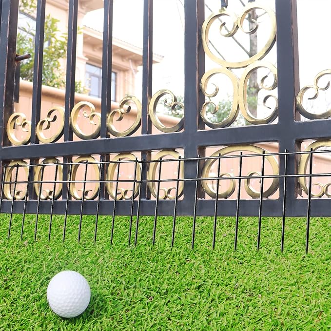 Adavin Small/Medium Animal Barrier Fence 25 Pack 20 in(L)X 10 in(H) Underground Decorative Garden Fencing,Dog Rabbits Fences Black Metal Fence Panel Ground Stakes for Outdoor Patio.Total Length 42 Ft