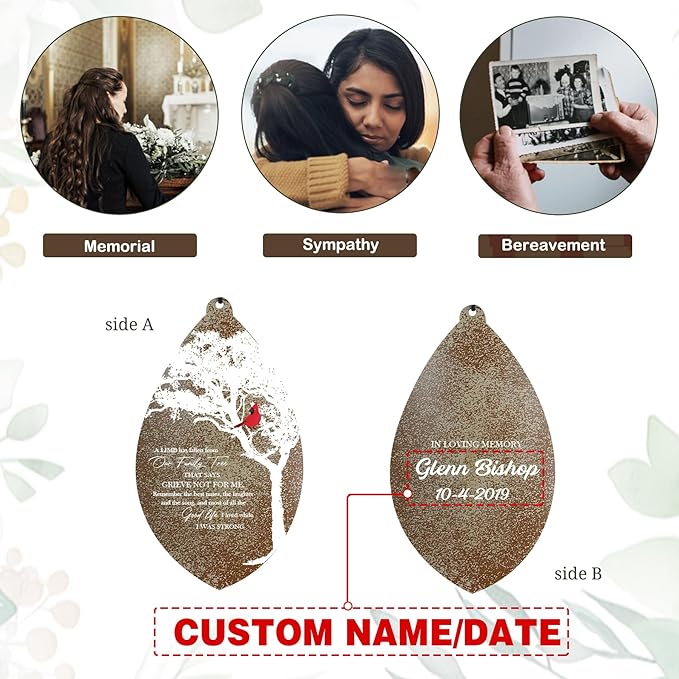 ASTARIN Custom Cardinal Memorial Wind Chimes, 35" Sympathy Gifts Wind Chime for Loss of Mom Dad Sister Son, Personalized Name Date Bereavement Condolence Gift for Outside Outdoor