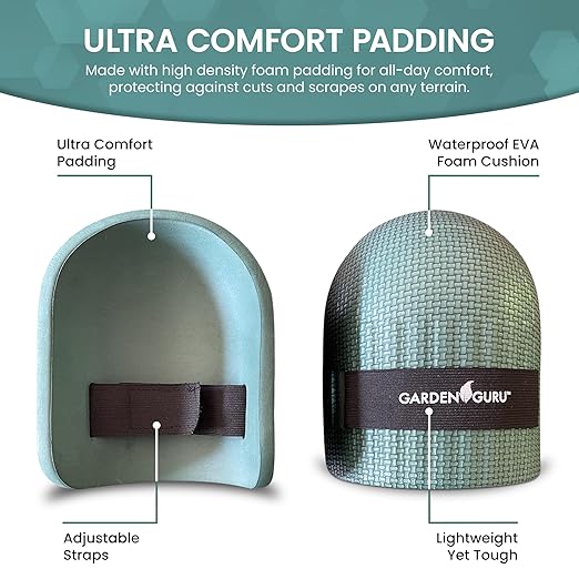 GARDEN GURU Home & Gardening Knee Pads – Waterproof EVA Foam Cushion, Soft Inner Liner, Comfortable Fit with Adjustable Straps (4 Pack)
