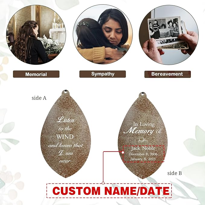 ASTARIN Personalized Name 35" Memorial Wind Chimes, Metal Sympathy Gifts for Loss of Mother Father Loved One, Bereavement Wind Chime in Memory Gift, Decor Outdoor Garden Patio