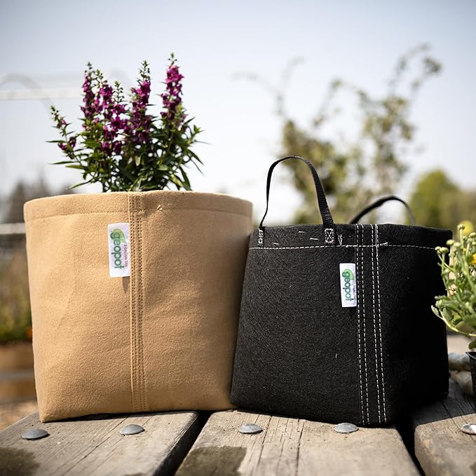 GeoPot 7 Gallon Fabric Grow Bags with Handles for Vegetables, Houseplants, Herbs & Flowers |5-Pack| Fabric Pots for Outdoors and Indoors, Aerated Fabric Grow Bags