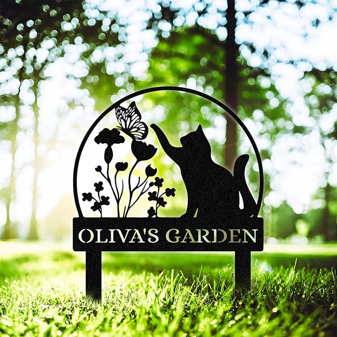 Personalized Metal Garden Sign with Stakes, Garden Decor for Outside, Custom Metal Signs Outdoor, Decorative Yard Stakes, Family Name Sign, Patio Decor, Lawn Art, Housewarming Gifts