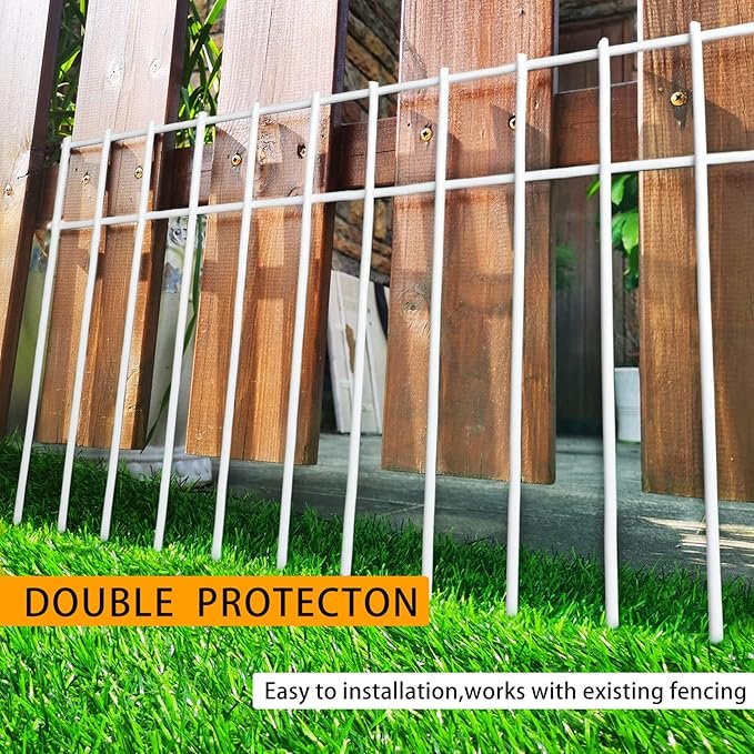 Adavin White Animal Barrier Fence,20Pack 20 in(L) X12 in(H) Galvanized Steel Stakes 1.6 in Spike Spacing No Dig fence for dogs,outdoor pet fence rabbit fences protector for Yard Patio.Total 33.5 Ft(L)