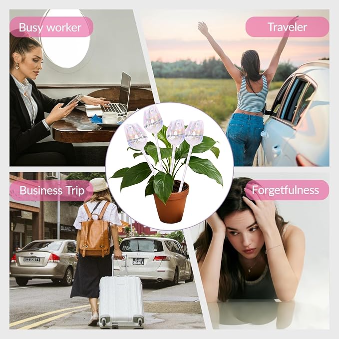 Tulip Self Watering Globes, 4 Pcs Plant Watering Devices for Vacation, Glass Watering Bulbs for Indoor Outdoors Plants