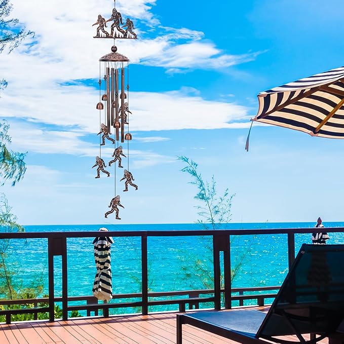 Bigfoot Wind Chimes Gift for Outdoor, Big Foot Gifts for Men Women Dad Grandpa, Memorial Gift Metal WindChimes for Outside Indoors Home Lawn Porch Patio Garden Decor Yard Decoration