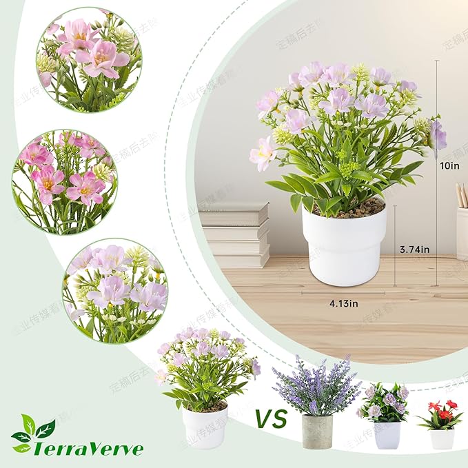 2-Piece Lifelike Potted Artificial Plants | Indoor Artificial Plants for Home Decor, Office Decor, Bedroom, Bathroom & Rustic Style Decoration