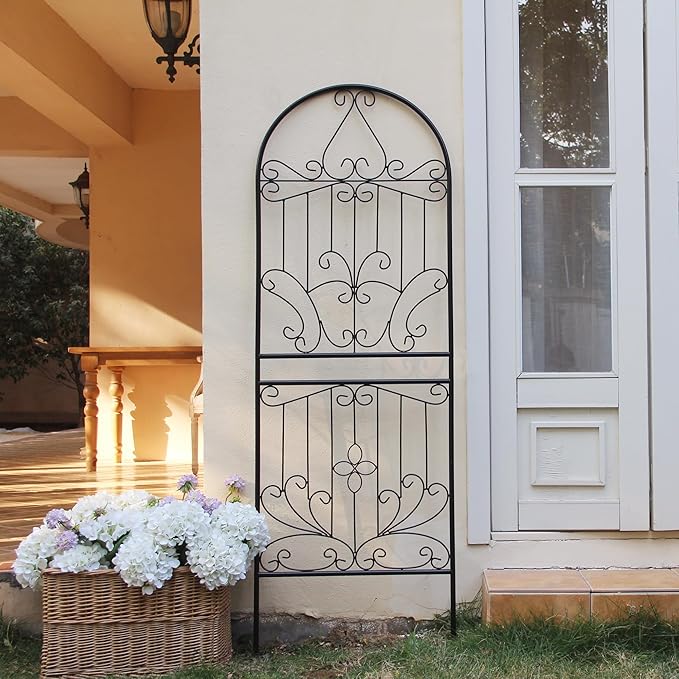 Trellis for Climbing Plants 70.8" H x 24.5" W Metal Iron Outdoor Wall Panel for Vines Flowers Elegant Garden Accent Decorative Structure 1 Pack