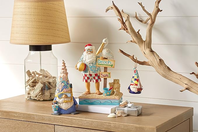 Enesco Jim Shore Heartwood Creek Coastal Gnome Snorkel Shell Figurine- Resin Hand Painted Decorative Beach Home Decor Statue Figurines, 7.75 Inch