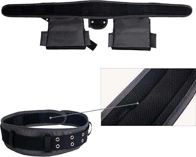 Magnetic Tool Belt with Air-Mesh Padded,22 Pockets Heavy Duty Tool Belts for Men/Construction/Carpenter/DIY'er/Electrician.Double layer thickened polyester fiber with waterproof coating.