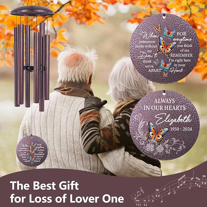 ASTARIN Personalized Memorial Wind Chime for Loss of Loved One 30/36/42 inch, Sympathy Deep Tone Wind Chimes for Mom Dad/Mother Father, Remembrance Gifts for Grief Condolence Funeral, Bereavement 21
