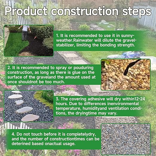 Mulch Glue，1Gallon Rock Glue for Landscaping，Fast-Dry Non-Toxic Weather-Resistant Strong，Gravel Binder Decomposed Granite Stabilizer for Walkways, Yards, Patios, and Decorative Driveway Edges