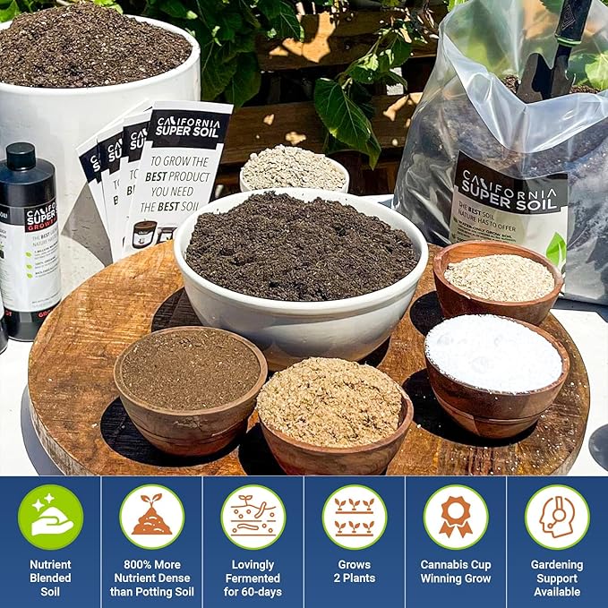 California Super Soil Premium 100% Organic Super Soil - 18+ Nutrient Blend - Living Soil Technology - Potting and Garden Soil for Indoor Grow Kit - 6Lbs Bag - Grows 2 Plants