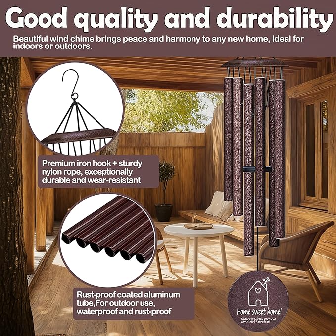 House Warming Gifts New Home,New Home Gift Ideas， Home Sweet Home，House Warming Gift，BestGifts for Housewarming，House Warming Gifts for Women or Men，26 Inch Wind Chimes-Bronze