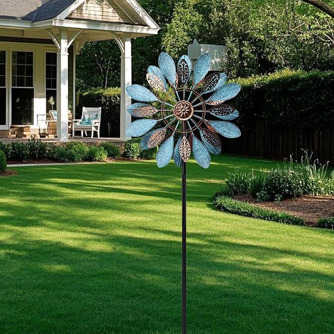 WONDER GARDEN Wind Spinners Outdoor - Metal Wind Spinner Windmill, 4.3 Ft Kinetic Wind Sculpture & Spinners for Yard Patio Lawn Decor