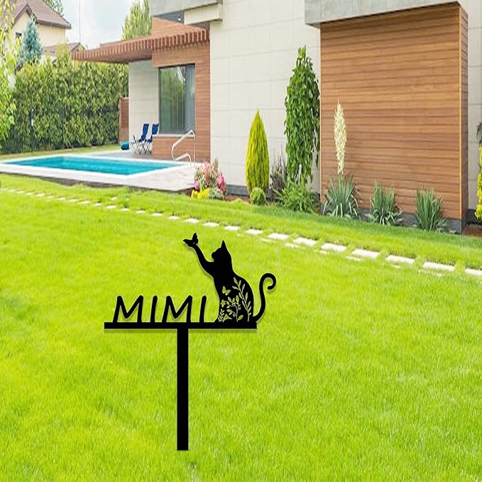 Custom Cat Memorial Stake Sign Metal Cat Grave Marker Cat Garden Decor Remembrance Stake Personalized Cat Name Yard Stake Pet in Heaven Loss of Cat Sympathy Gift