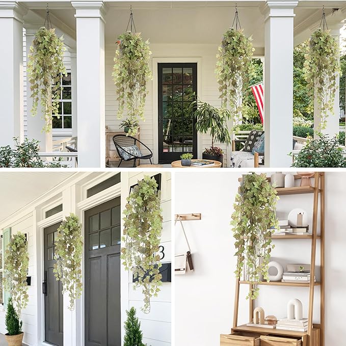RECUTMS Ivy Garland Artificial Vines 43.3inch Fake Vines with Silk Green Leaves Hanging Plants Greenery Decoration for Home Outdoor Indoor Home Wall Garden Table Wedding Room Decor