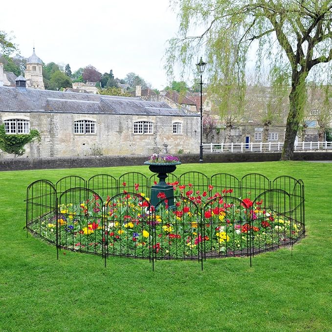 17in(H) x 26ft(L) Garden Fence Animal Barrier No Dig, 26 Panels Rustproof Small Metal Fencing, 1.5in Gap Fence Border, Outdoor Decorative Fence for Yard Dogs Rabbits