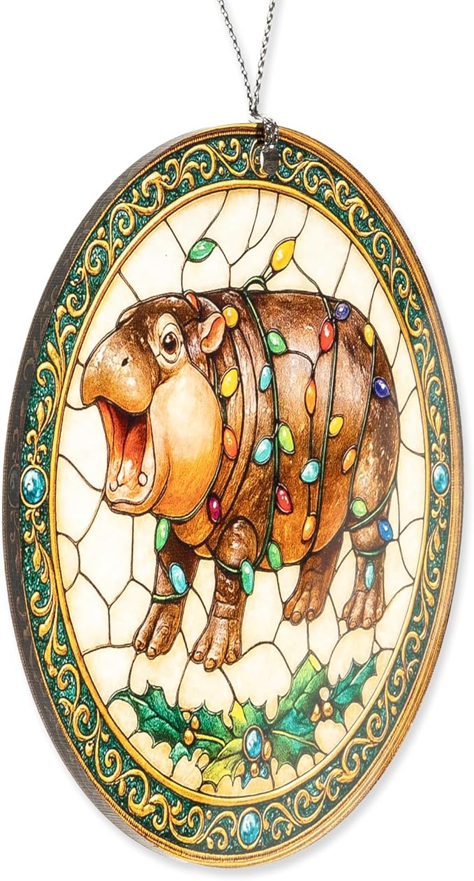 Christmas Hippo Ornaments – Hippo Ornament – Animal Gifts – Cute Decor – Christmas Ornament – Christmas Ornament 2025 – White Elephant Gifts - Xmas Tree Funny Decoration
