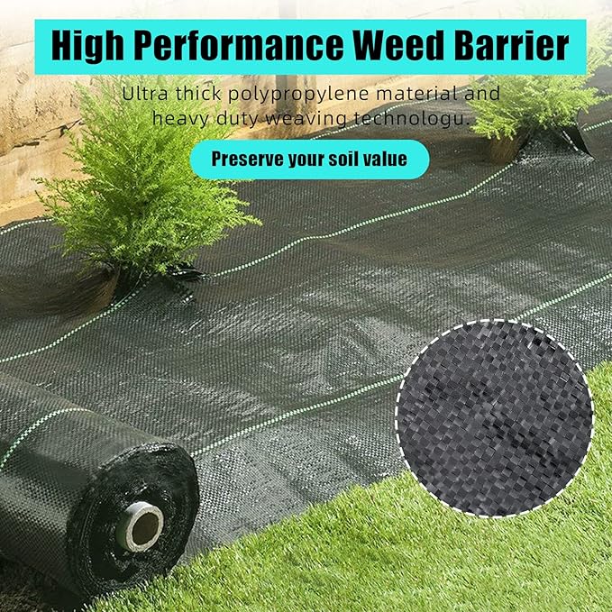 Towallmark 6.5ft x 300ft Premium 3oz Pro Garden Weed Barrier Landscape Fabric, Durable & Heavy-Duty Weed Block Gardening Mat, Easy Setup & Superior Weed Control, Eco-Friendly & Convenient Design