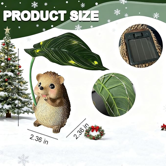Solar Garden Statues Hedgehog Garden Decor Figurine Lights with Umbrella for Outside,Yard Decorations Outdoor Patio Decor,Gardening Gifts for Thanksgiving Christmas Mother's Day