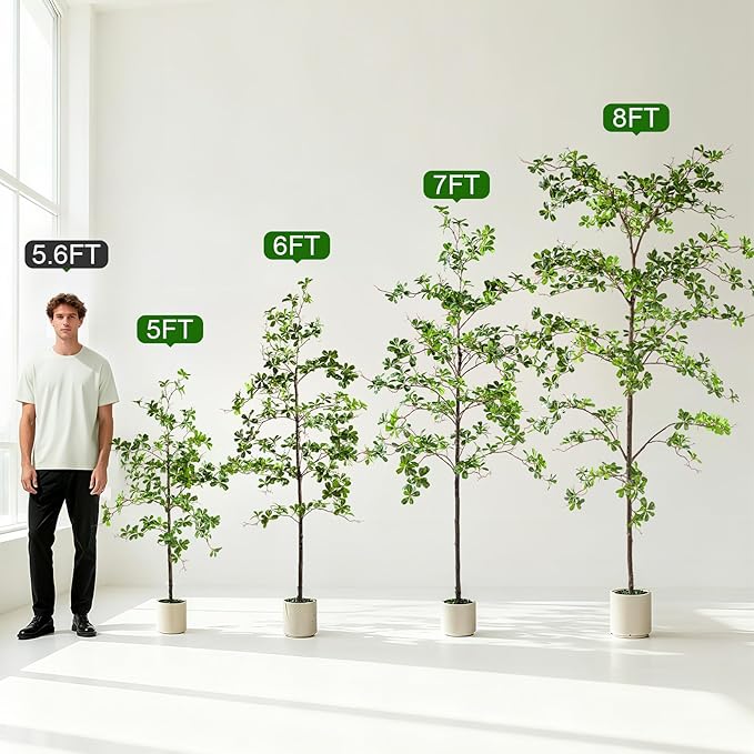 7FT Artificial Black Olive Tree Artificial Olive Plants, Tall Faux Olive Tree Faux Silk Plant Fake Plant Ultra-Realistic Silk Leaves & Natural Trunk Indoor Outdoor Use