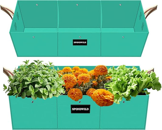 (BFCM Deal Rectangle Grow Bags - 2 Pcs 10 Gallon Pots Compatible Potato Planter, PE Rectangle Planter for Growing Fruit and Vegetables, Green