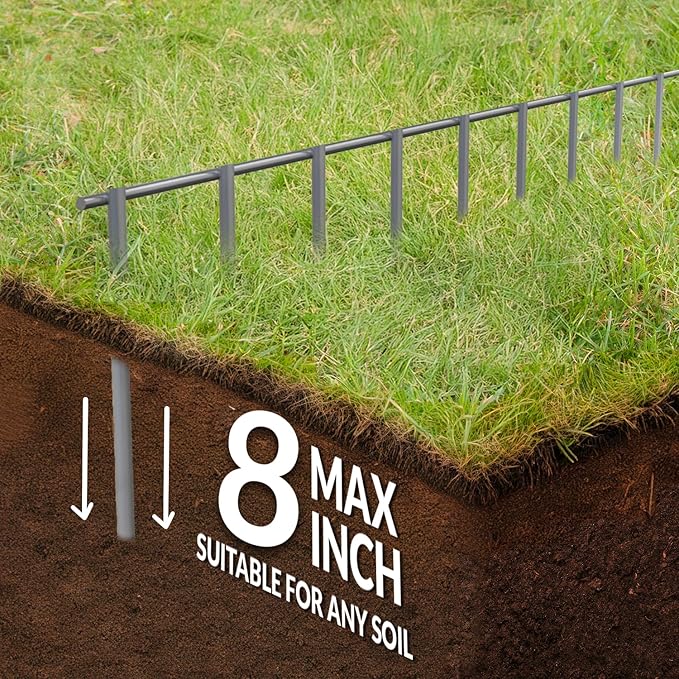 Dig Defence Original Animal Barrier Fence - Small/Medium Decorative Garden Fence, Outdoor No Dig Fence for Dogs and Rabbits, Yard and Patio - 32”(L) x 8”(H), 6 Pack