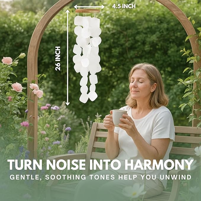 Solange & Frances Natural Garden Decor Wind Chimes for Outside - Patio and Garden Gifts for Women Who Have Everything, Ideal White Elephant Gifts, Elegant Christmas Decorations Indoor for Men