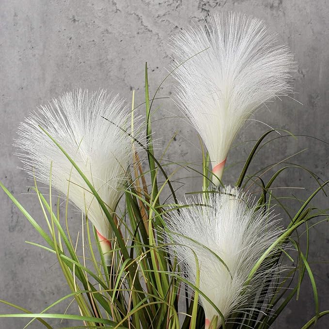 Briful Fake Plants 17" Artificial Potted Plants Faux Pampas Grass Plant with Black Pot Faux Plants Indoor for Home Bedroom Office Farmhouse Table Centerpiece Decoration