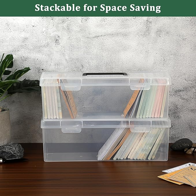 Kokone Plastic Clear Seed Storage Organizer Box with Handle, Portable Seed Bin with Lock, Transparent Seed Saving Box with Lid, Seed Container Seed Packet Storage Organizer
