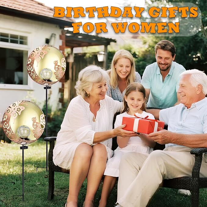 Unique Birthday Gifts for Women Mom Grandma,Solar Butterfly Cat Garden Lights Outdoor Decor,Housewarming Gifts New Home for Patio, Lawn, Yard, Pathway