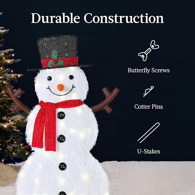 Best Choice Products 4ft 3-Piece 2D Lighted Christmas Snowman Family Set, Large Outdoor Yard Decor Holiday Decoration w/ 135 Twinkling LED Lights