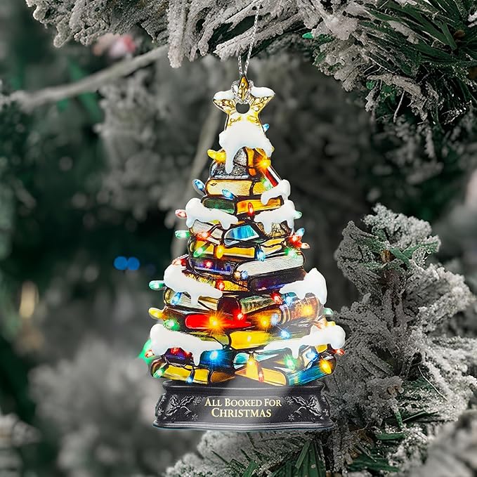 Book Christmas Tree Ornament - All Book for Christmas – Reading Lover | Bookworm Gift – Library Decor – Christmas Ornament 2025 - White Elephant Gifts - Xmas Tree Funny Decoration